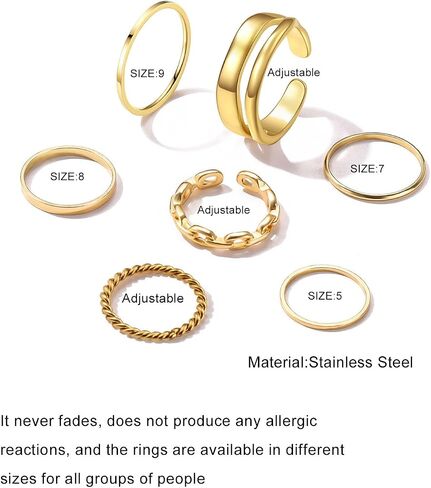 15/17 Silver Knuckle Rings for Women Stainless Steel Rings Set Silver Stackable Rings Midi Ring Knuckle Rings Adjustable Knuckle Stackable Rings Midi Ring Set Silver Rings for Women Set in Saudi Arabia