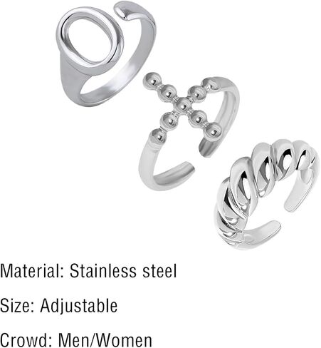 15/17 Silver Knuckle Rings for Women Stainless Steel Rings Set Silver Stackable Rings Midi Ring Knuckle Rings Adjustable Knuckle Stackable Rings Midi Ring Set Silver Rings for Women Set in Saudi Arabia