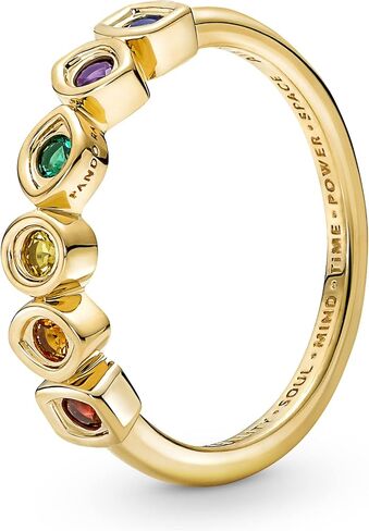 Pandora Marvel Infinity 14k gold-plated ring with royal green, royal blue, salsa red, royal purple, honey coloured and yellow crystal in Saudi Arabia