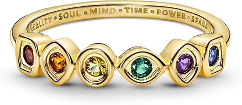 Pandora Marvel Infinity 14k gold-plated ring with royal green, royal blue, salsa red, royal purple, honey coloured and yellow crystal in Saudi Arabia