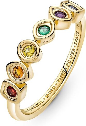 Pandora Marvel Infinity 14k gold-plated ring with royal green, royal blue, salsa red, royal purple, honey coloured and yellow crystal in Saudi Arabia