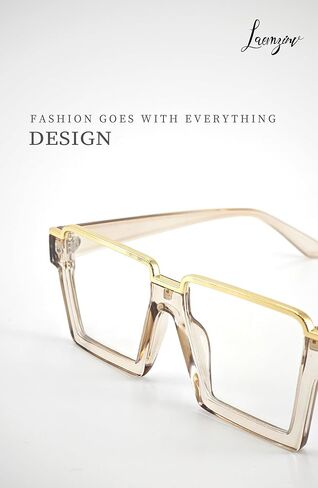 Oversized Square Blue Light Glasses for Women, Large Semi Rimless Thick Frame Reading Blocker LA044 in Saudi Arabia