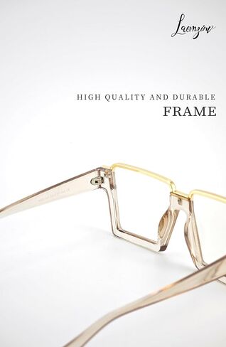 Oversized Square Blue Light Glasses for Women, Large Semi Rimless Thick Frame Reading Blocker LA044 in Saudi Arabia