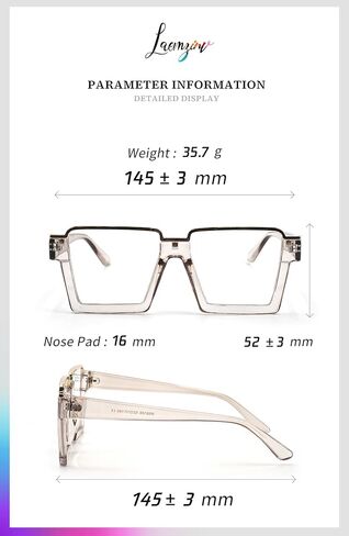 Oversized Square Blue Light Glasses for Women, Large Semi Rimless Thick Frame Reading Blocker LA044 in Saudi Arabia