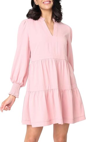 Long Sleeve Decked Out Day Dress for Women - Frilly Ruffle Accents & Tiered Skirt - Sizes Vary in Kuwait