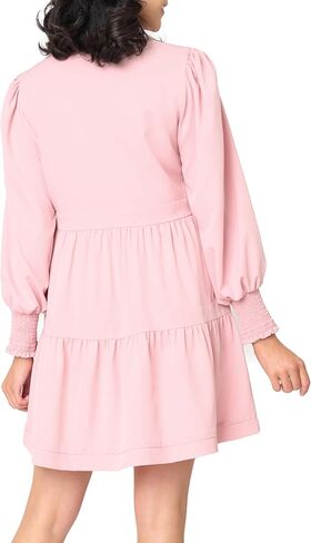 Long Sleeve Decked Out Day Dress for Women - Frilly Ruffle Accents & Tiered Skirt - Sizes Vary in Kuwait