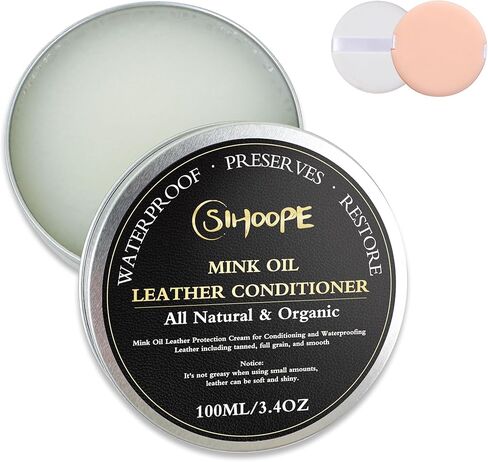 Leather Conditioner Mink Oil - Leather Vinyl Polish Waterproof Soften for Work Boots Car Seat Interior Furniture Couches Shoes Bags Jacket Wallets Sofa Products Care Cream 100ML/3.4OZ in Kuwait