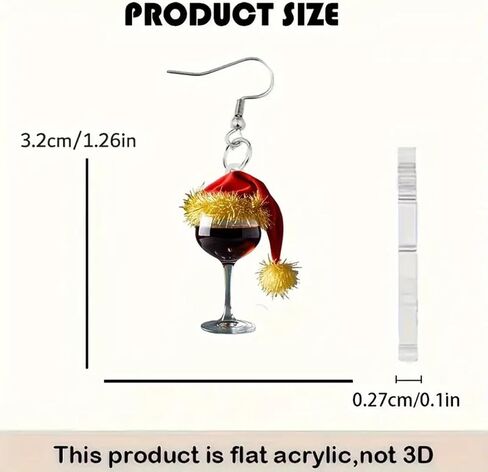 Christmas Red Wine Glass Earrings for Women Christmas Hats Dangle Earrings Acrylic Christmas Earrings Red Christmas Earrings Christmas Holiday Earrings Christmas New Year Party Jewelry in Saudi Arabia