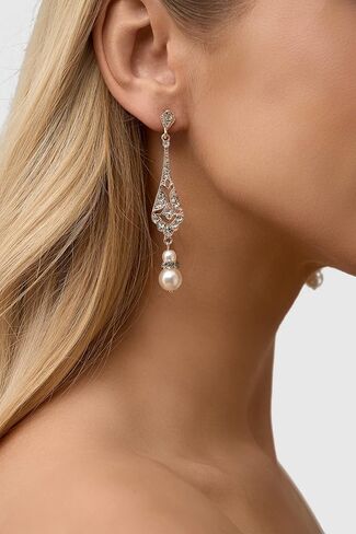 BABEYOND 1920s Vintage Wedding Pearl Dangle Drop Earrings Art Deco Gatsby Earrings in Saudi Arabia