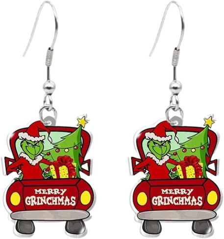 Christmas Acrylic Earrings for Women Cute Greench Earrings Earrings Christmas Teardrop Dangle Earrings Christmas Jewelry Gift in Saudi Arabia