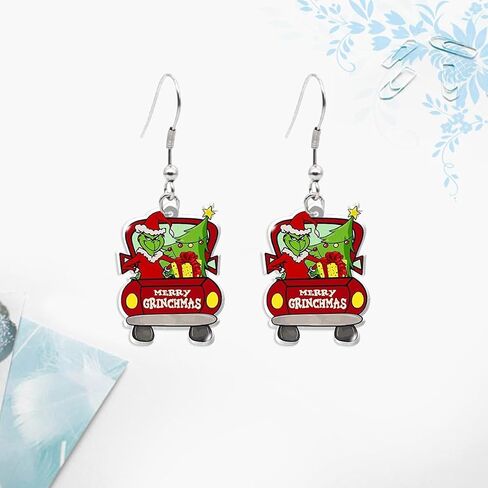 Christmas Acrylic Earrings for Women Cute Greench Earrings Earrings Christmas Teardrop Dangle Earrings Christmas Jewelry Gift in Saudi Arabia