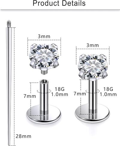 Cisyozi 20G 18G F316 Titanium Flat Back Nose Rings Studs Hypoallergenic Medical Grade Nose Studs for Women Men Shiny Cubic Zirconia Nose Rings Piercings Jewelry for Sensitive Skin in Saudi Arabia