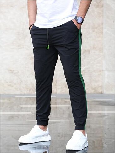 Men's Color Block Joggers Drawstring Waist Running Sweatpants Casual Athletic Pants with Pockets in Saudi Arabia