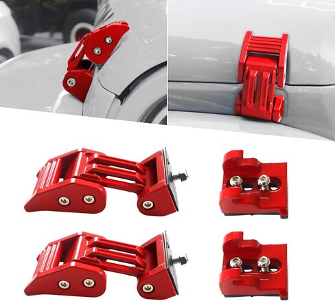 Hood Latches Adjustable Aluminum Hood Lock Kit for 2007-2018 Jeep Wrangler JK JKU and 2018-2024 Jeep Wrangler JLJLU Gladiator 2-Door and 4-Door (red) in Kuwait