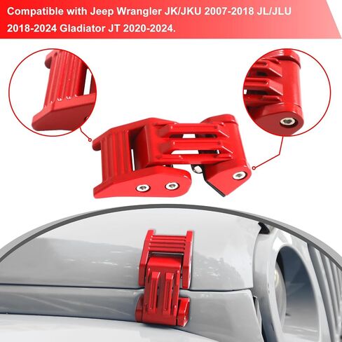 Hood Latches Adjustable Aluminum Hood Lock Kit for 2007-2018 Jeep Wrangler JK JKU and 2018-2024 Jeep Wrangler JLJLU Gladiator 2-Door and 4-Door (red) in Kuwait
