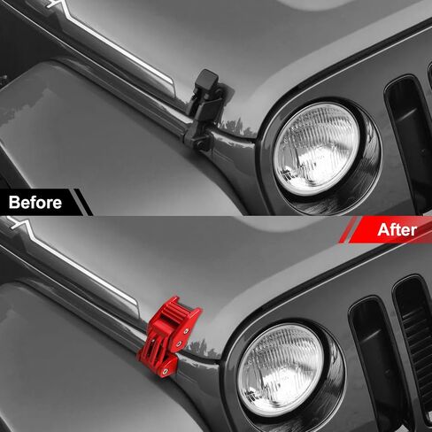 Hood Latches Adjustable Aluminum Hood Lock Kit for 2007-2018 Jeep Wrangler JK JKU and 2018-2024 Jeep Wrangler JLJLU Gladiator 2-Door and 4-Door (red) in Kuwait