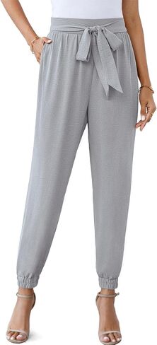 Womens High Waisted Casual Joggers Pants Bow-Knot Business Casual Work Pencil Pants Dressy Tapered Pockets in Saudi Arabia