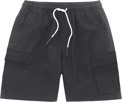Men's 30% Linen Cargo Shorts Summer Casual Elastic Waist Drawstring Beach Shorts with Zipper Pocket Lightweight in Saudi Arabia