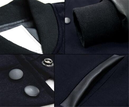 Men's Fashion Splicing Leather Sleeve Baseball Varsity Bomber Jacket in Saudi Arabia