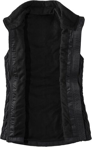 Fleece Vest Women Winter Puffer Quilted Sleeveless Outwear Stand Collar Zip Up Padded Gilet Jackets in Saudi Arabia