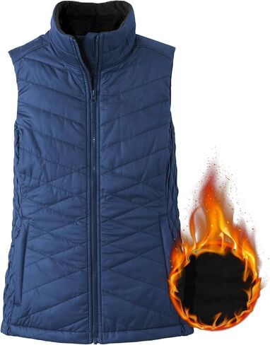 Fleece Vest Women Winter Puffer Quilted Sleeveless Outwear Stand Collar Zip Up Padded Gilet Jackets in Saudi Arabia