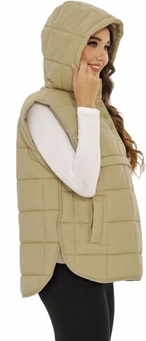 Flygo Women Quilted Pullover Puffer Vest Jacket Oversized Lightweight Sleeveless Down Vests Outerwear in Kuwait