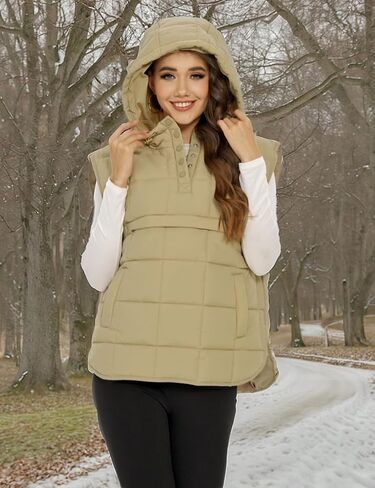 Flygo Women Quilted Pullover Puffer Vest Jacket Oversized Lightweight Sleeveless Down Vests Outerwear in Kuwait