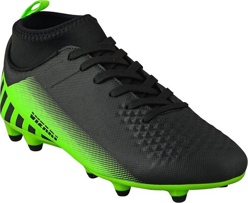 Vizari Santos FG Adult Soccer Cleats for Outdoor Play | Mid-Cut High Ankle Football Shoes for Mens | Molded TPU Outsole with Round Studs for Stability & Maximum Traction Black/Green in Kuwait