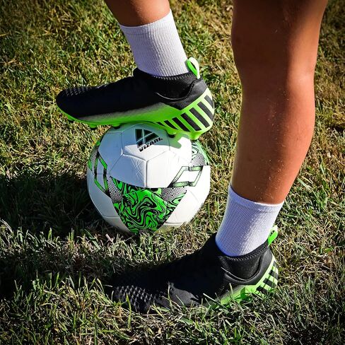 Vizari Santos FG Adult Soccer Cleats for Outdoor Play | Mid-Cut High Ankle Football Shoes for Mens | Molded TPU Outsole with Round Studs for Stability & Maximum Traction Black/Green in Kuwait