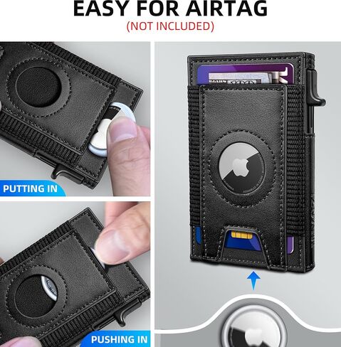 محفظة Airtag للرجال، محفظة رفيعة منبثقة لبطاقات الائتمان RFID بلوك للرجال مع صندوق هدايا in Saudi Arabia