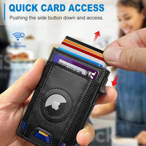 محفظة Airtag للرجال، محفظة رفيعة منبثقة لبطاقات الائتمان RFID بلوك للرجال مع صندوق هدايا in Saudi Arabia
