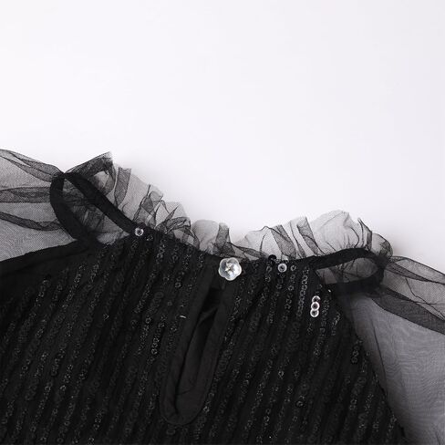 Girl Sequin Mesh Bloues Sparkle Ruffle Collar Long Sleeve Shirts Tops,5-12 Years in Kuwait