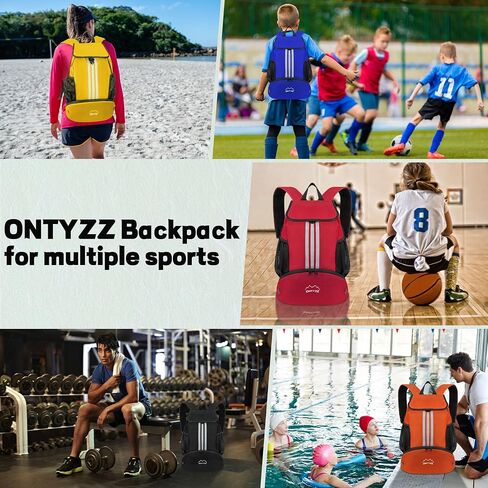 حقيبة ظهر رياضية ONTYZZ مع رباط إغلاق لكرة القدم وحقيبة ظهر لصالة الألعاب الرياضية وحقيبة ظهر متعددة الوظائف مع حجرة للأحذية واليوجا والسباحة وحقيبة الشاطئ مع منفصلة جافة ورطبة in Saudi Arabia