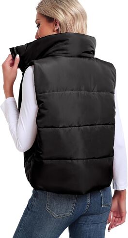 Anienaya Puffer Vest Women Sleeveless Warm Lightweight Qulited Jacket Stand-up Collar Outerwear with Pocket in Saudi Arabia