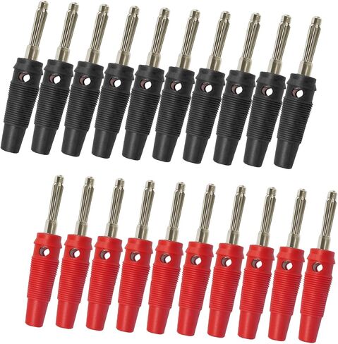 4mm banana plug，10 Pair Insulated Safety Shrouded 4mm Banana Plug Female Jack Socket Adapter Solder Type for Male Banana Plug Cable Connector（Black/Red） in Saudi Arabia