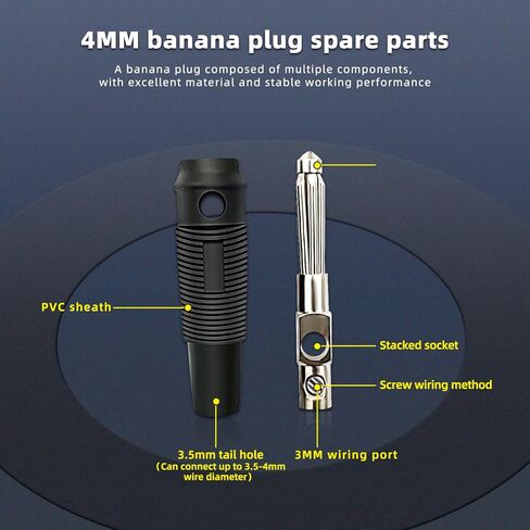 4mm banana plug，10 Pair Insulated Safety Shrouded 4mm Banana Plug Female Jack Socket Adapter Solder Type for Male Banana Plug Cable Connector（Black/Red） in Saudi Arabia