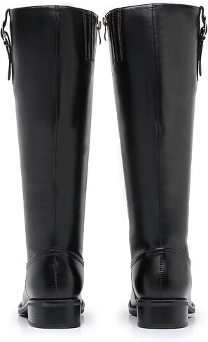 Riding Boots for Women Knee High Boots Round Toe Motorcycle Low Chunky Heel Boots for Women in Kuwait