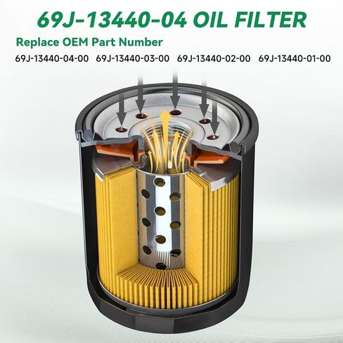 69J-13440-04-00 Oil Filter 69J-13440-03-00 for Yamaha F150 F175 F200 F225 F250 LF150 LF175CA Sport Boat AR SX 190 195 240 250 Wave Runner FX HO SVHO VX Center Consoles FSH in Saudi Arabia