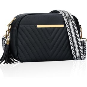 KKXIU 10" Large Size Quilted Crossbody Bag for Women Vegan Leather Handbags Stylish Shoulder Purse with Tassel