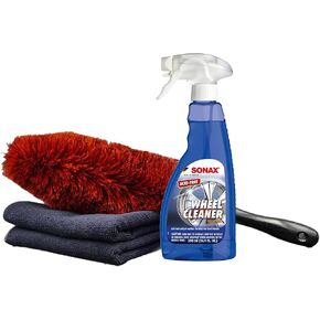 SONAX Wheel Brush Combo - Complete Car Wheel Cleaning Kit, Brake Dust Remover, Microfiber Towel - Professional Grade, Easy to Use. Great for Cars, Trucks, SUVs, RVs, ATVs, Motorcycles, Golf Carts.