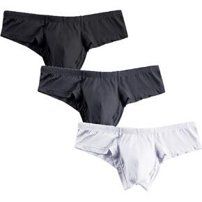 Mens Underwear Brief Micro Modal Bikini Briefs Low Rise Half Back Coverage Silky Touch Sexy Cheeky Underpants 3 Pack