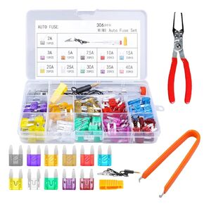 306 pcs Blade Car Fuses Kit with Fuse Tester and Puller,Standard & Mini & Low Profile Mini,Relay Puller Pliers Relay and Fuse Remover Tool