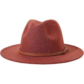 Lanzom Women Lady Classic Wool Fedora Hat Belt Buckle Wide Brim Panama Hat