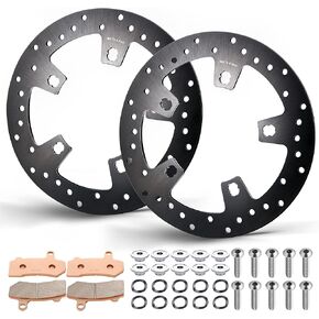 MoKitDora 11.8" Front Brake Discs Rotors with Pads Compatible with Harley 2015-UP Touring Road King Road Glide Street Glide Electra Glide, Chrome