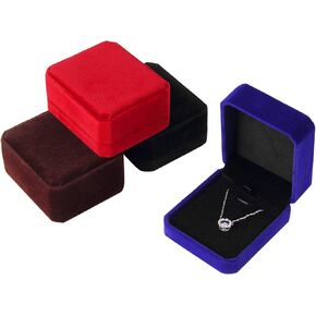 Lamoutor 4Pcs Velvet Necklace Pendant Gift Box Jewelry Gift Box
