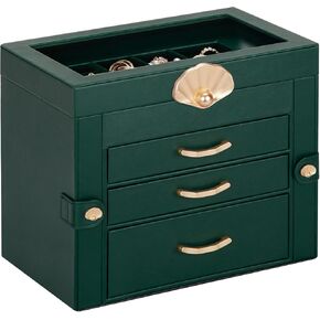 Jewelry Box with 2 Drawers: Jewelry Display Organizer for Earrings Necklaces - Gift for Girls Women | White
