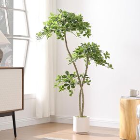 7ft Tall Artificial Black Olive Tree with 1575 Lifelike Leaves, Tall Fake Plants, Artificial Olive Tree Indoors in White Pots, Faux Olive Tree with 3 Poles for Living Room Office Garden Decor