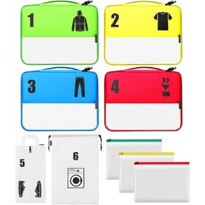 Packing Cubes for Travel Kids & Adults - Colorful Travel Bags Organizer Luggage Carry-on & Backpacks - Multi-color Lightweight Clothing Organizer with Internal Pockets Pink Yellow Green Purple