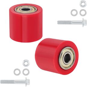 Windance 2PCS 8mm Chain Tensioner Guide Wheel, Drive Chain Pulley Roller for Dirt Pit Bikes Street Bikes Motorcycles ATV Off Road Street Bike (Red Guide Wheel)