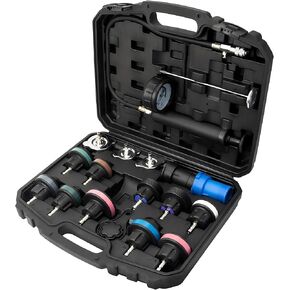18-Piece Radiator Pressure Tester Kit - Precise Coolant Leak Detector for All Vehicle Cooling System